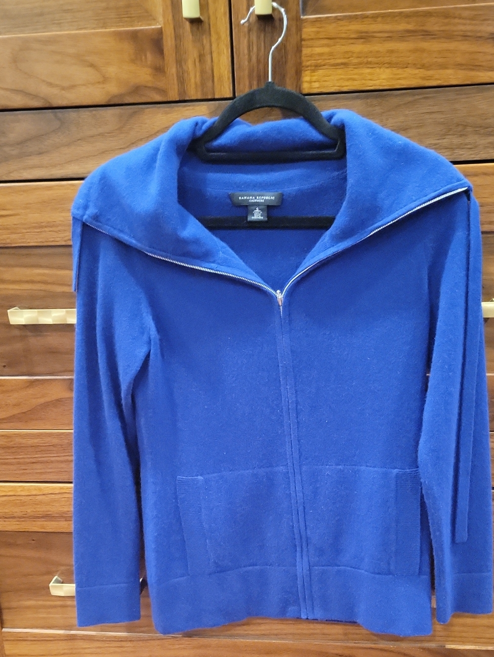 Banana Republic Colbolt Blue Zip Front Cashmere Sweater